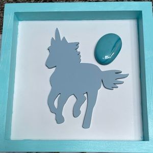 7”x7” Baby Blue & Lavender Tide&Tales Unicorn, 3D Framed, Pastel Bedroom Decor